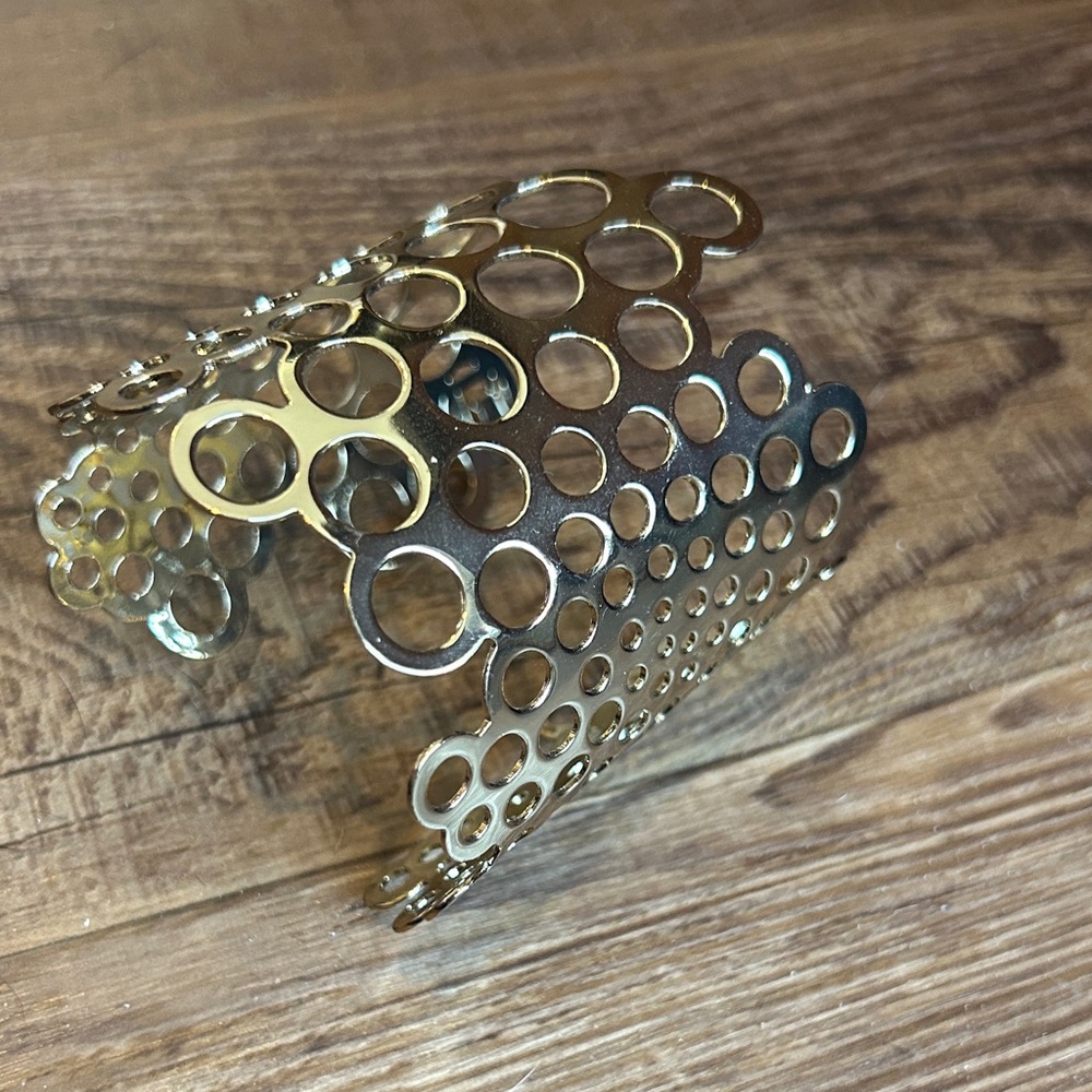 Gold Openwork Circle Cuff Bracelet - image 1